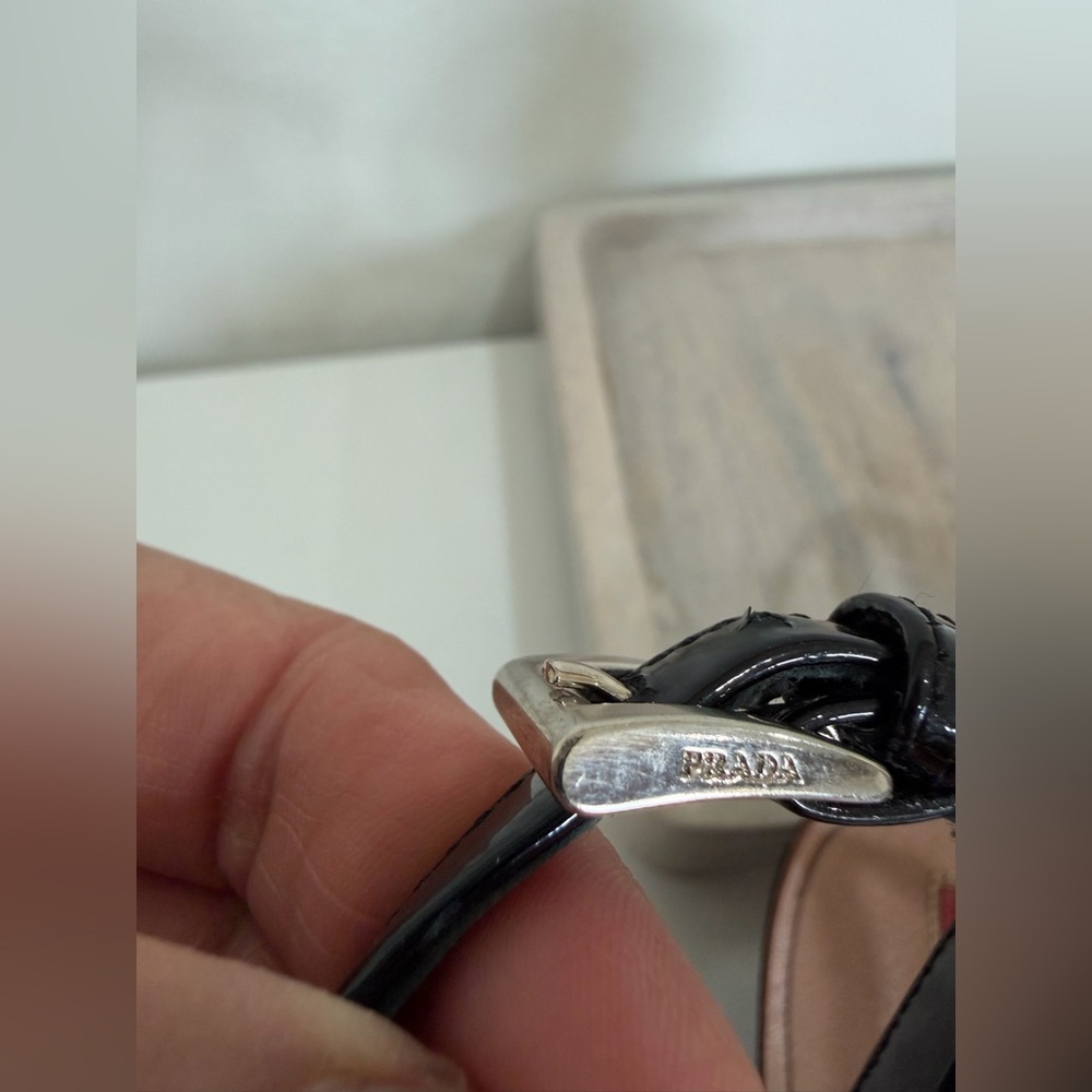 Prada Sport Women’s Vintage Black Strappy Wedge Sandals Black Size 36.5 - Picture 6 of 15